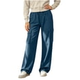 thumbnail image 4 of Bosfbaoi Cargo Pants for Women Drawstring Elastic Waist Wide Leg Lightweight Casual Trousers with Multi Pockets, 4 of 9