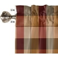 thumbnail image 4 of Red Plaid Window Curtains 63 Inch Length, Farmhouse Rustic Brown Beige Checkered Rod Pocket Window Treatment Kitchen Drapes for Bedroom, Cafe, Living Room, 2 Panels, 42 W x 63 L, 4 of 4