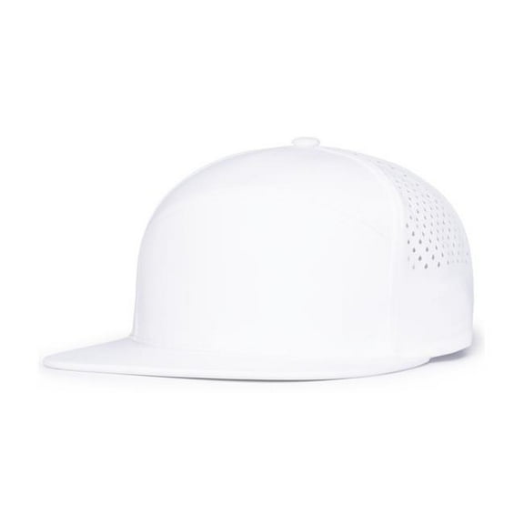 Pacific Headwear P788.005.OS Perforated 6-Panel Arch Cap, White - One Size