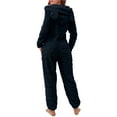 thumbnail image 4 of RYRJJ Womens Fleece Onesies Pajamas Jumpsuit Warm Sherpa Romper Sleepwear Cute One Piece Zipper Hooded Playsuit Loungewear(Navy,S), 4 of 7