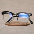 thumbnail image 2 of Classic Semi Rimless Anti Radiation Blue Light Blocking Glasses Men Square Ray Filter Eyeglasses Frames Computer Women Goggles Transparent Gold, 2 of 6