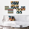 thumbnail image 2 of Designart "Ethnographic Fusion Chevron" Chevron Wall Art Set Of 5 - Blue Glam For Bedroom Wall Art Set, 2 of 6