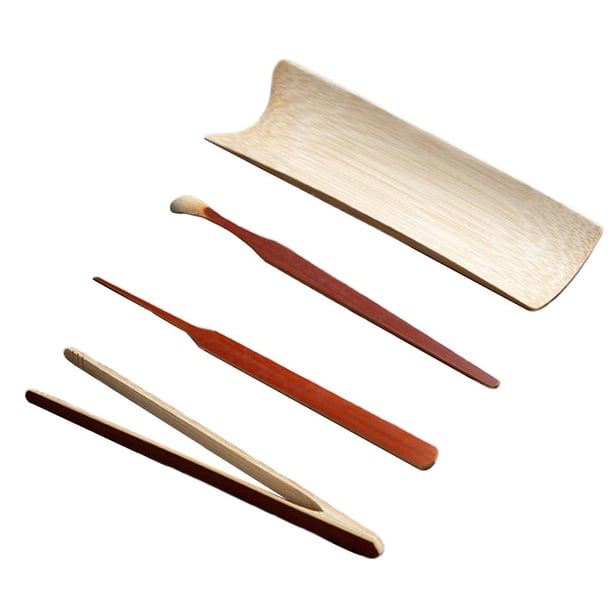 Accesorio Para El Té Cuchara Para Té De Bambú Cuchara Clip Juego De Utensilios Para La Ceremonia Del Té I- 4 Piezas Sunnimix Cuchara de bambú matcha