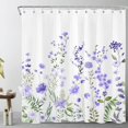 thumbnail image 4 of Floral Plant Shower Curtain for Bathroom,Purple Flower with Green Leaf Botanical Shower Curtain with Hooks,Country Wildflower on White Shower Curtain Set Bathroom Decorations,84L X 72W inches, 4 of 6