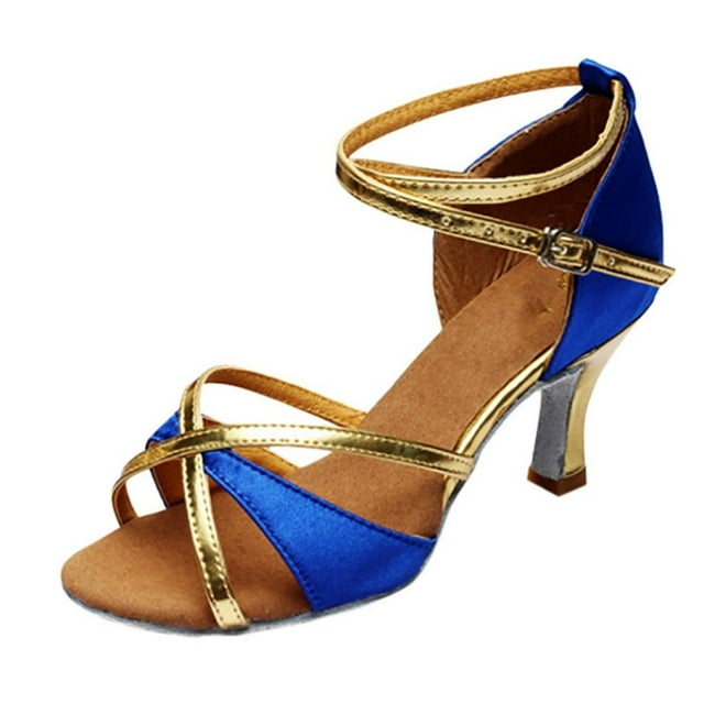 Amzcrzy Zapatos de mujer,Zapatos de mujer,Zapatillas de mujer, Zapatos de baile latino para niña, tacones medios, satén, para fiesta, tango Sandalias Mujer Zapatillas De Casa