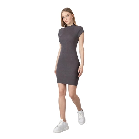 Knitted High Neck Midi Casual Dress