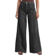 thumbnail image 2 of Zivyakyron Denim Womens Wide Leg Jeans Full Length Baggy Summer High Waisted Women's Jeans Solid Culottes Stretchy Basic Casual Pants, 2 of 9