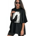thumbnail image 3 of Plus Size Shirt for Women Black Tops for Women Short Sleeves Shirt for Women Wolf2 T Shirt Crewneck Shirt for Women 2XL, 3 of 5