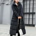 thumbnail image 5 of Lisingtool Winter Coats for Women's Solid Color Long Hooded Lace up Cotton Jacket Pocket Long Sleeve Coat Womens Coats Black, 5 of 7