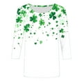 thumbnail image 5 of Zysthvn Womens St Patricks Day Clover 3/4 Sleeve Crew Neck Shirt Tops, 5 of 5