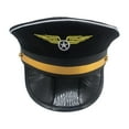 thumbnail image 4 of Sombrero de cornisa grande para aerolínea, sombrero de avión, accesorio ajustable para disfraz de Cosplay, negro jinwen Gorra de aviación, 4 of 8