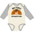 thumbnail image 3 of Inktastic My First Thanksgiving Cute Turkey Pilgrim Hat Boys or Girls Long Sleeve Baby Bodysuit, 3 of 5