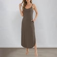 thumbnail image 4 of DHFJKG Sleeveless Beach Dress Women Loose Fit Summer Comfortable Flowy Long Dress Adjustable Straps Curved Hem Scoop Neck Stylish Dresses, 4 of 9