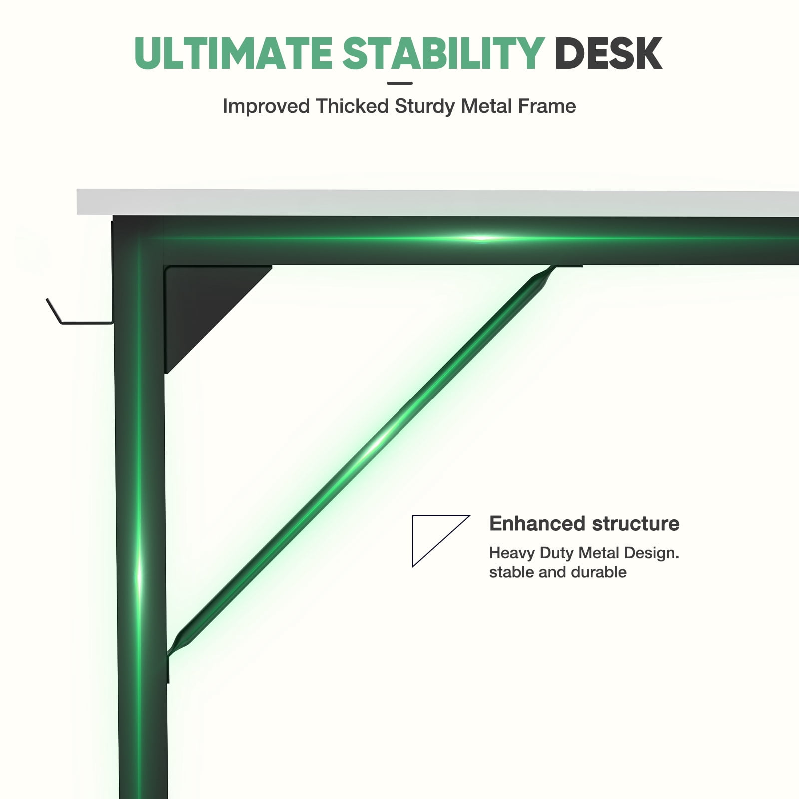 MAYEERTY 47 Inch Writing Desk with Fabric Drawers & Storage Bag, Modern Home Office Desk,White