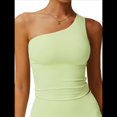 thumbnail image 1 of Camisetas Sin Mangas con un Solo Hombro para Mujer, Corte Entallado, Estilo Y2K Verde Amarillo XL, 1 of 10