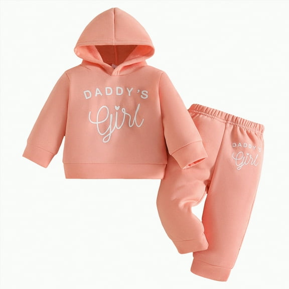 mgoYE Toddler Girls Clothes Baby Outfits Letter Hoodie Sweatshirts Flower Sweatpants 2Pcs Tracksuit Fall Winter Clothing|Pink 12-18 Months