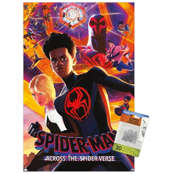 Marvel Spider-Man: Across The Spider-Verse - Group One Sheet Wall Poster with Push Pins, 14.725" x 22.375"
