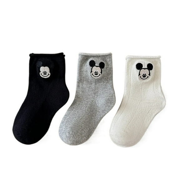 CHUNYAN 3 Pairs Cute Embroidery mickey Baby Socks Spring Autumn Soft Cotton Kids Socks For Boys Girls Casual Sports Sock