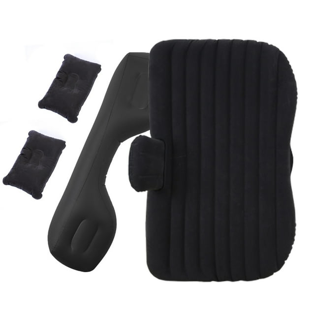 Colchón de aire para coche, cama de viaje inflable portátil, almohadilla para dormir flocada para acampar, SUV, RV, camión, color negro