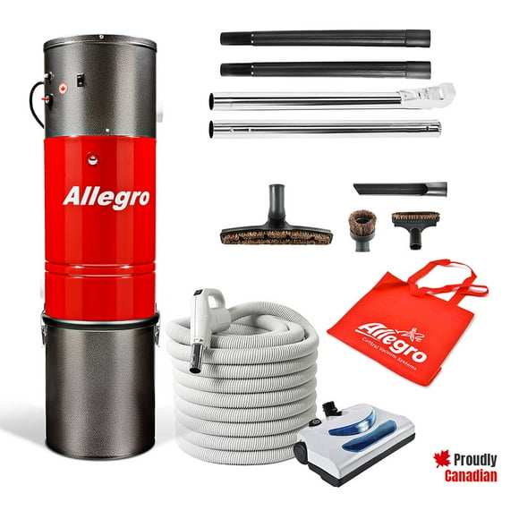 Allegro MU4101 Heavy Duty Powerful Central Vacuum System Tangential Discharge Bypass Ametek Lamb Motor Hybrid Filtration with Premium Deluxe Electric Accessory Kit All in Package