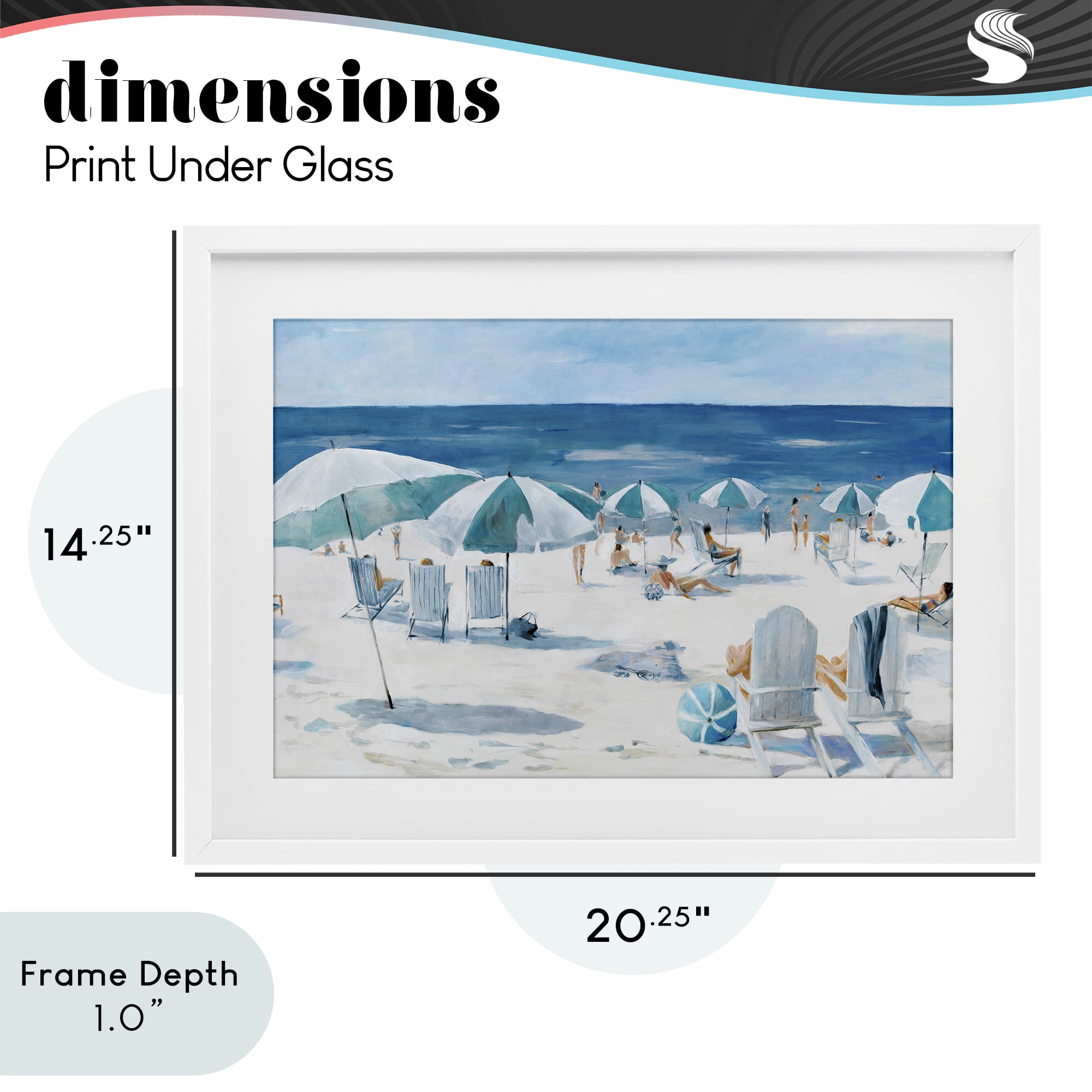 Stupell Industries Umbrella Beach Coastal Scene White Framed Print Under Glass, design by Lorenzo Collective