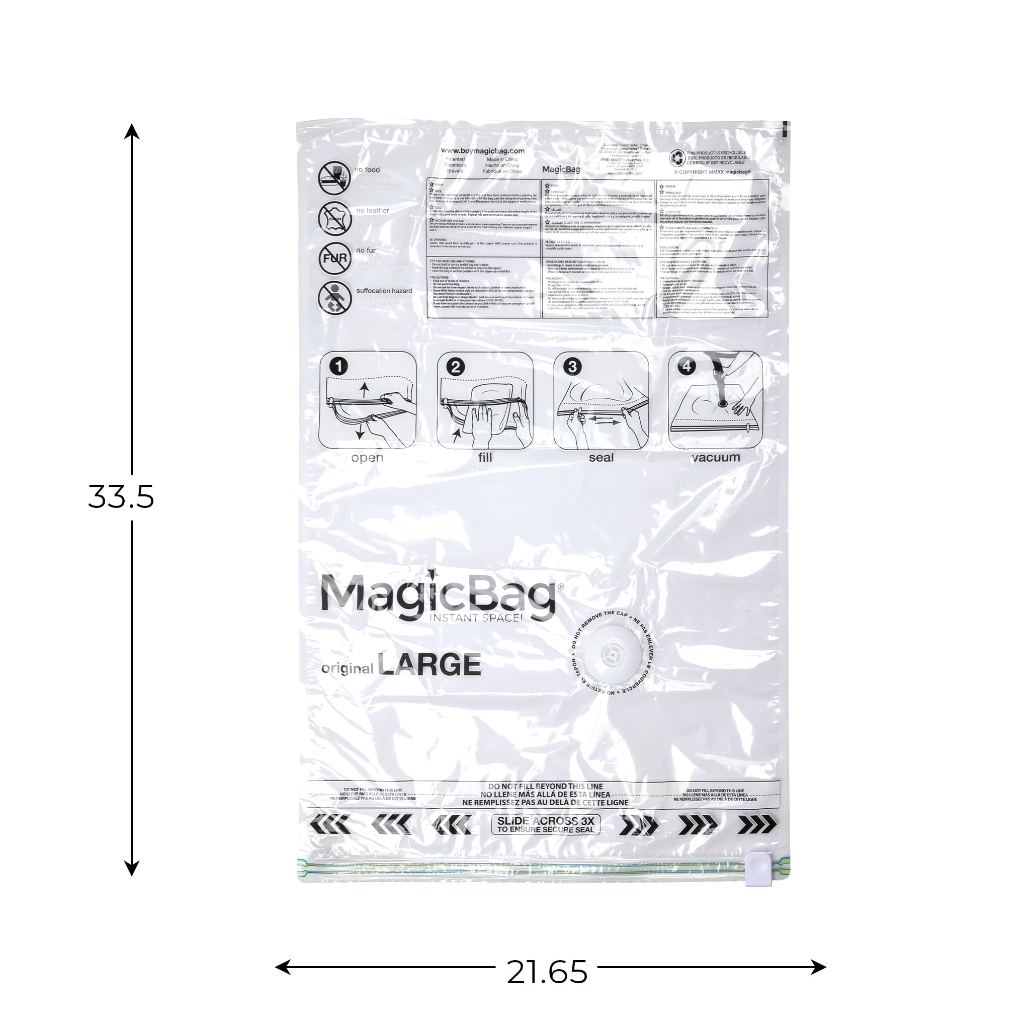 MagicBag Variety Pack Vacuum Storage Bags, 10 Pack Flat Compression Bags for Clothing & Bedding, Space Saving & Airtight