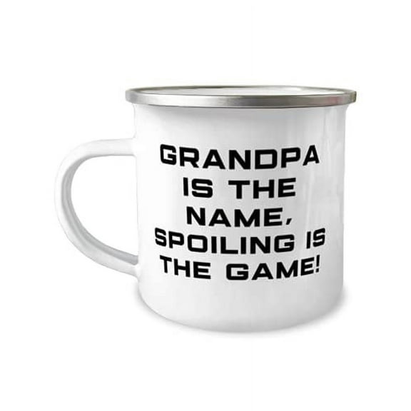 Unique Grandpa, Grandpa Is The Name, Spoiling Is The Game!, Grandpa 12oz Camper Mug From Grandson