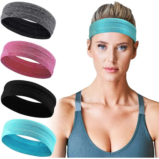 Sports Headbands for Women Non Slip - Athletic Workout Headbands for  Exercise - All Hair Style and Head Size - Cool Feel and Quickly Dry Yoga  Sweat Head Band (4 Pack) 