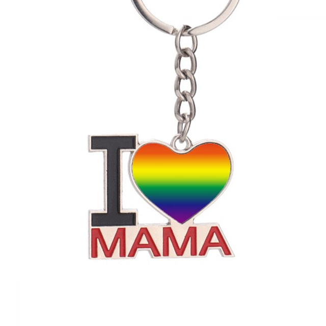 Gradiente LGBT Arcoiris homo El soporte del llavero de metal del llavero ama a mamá