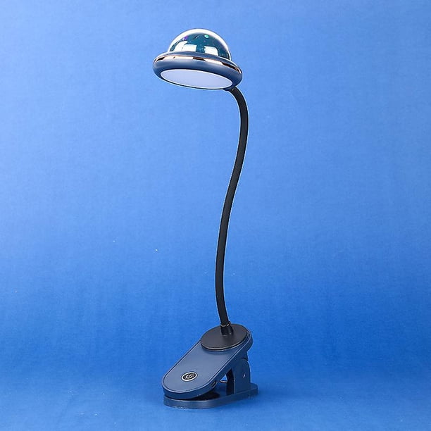Lámpara de escritorio con clip para niños, lámpara de escritorio con estrellas azules, lámpara de lectura con clip LED recargable por USB con proyección de estrellas, cuello de cisne táctil de 4000 K