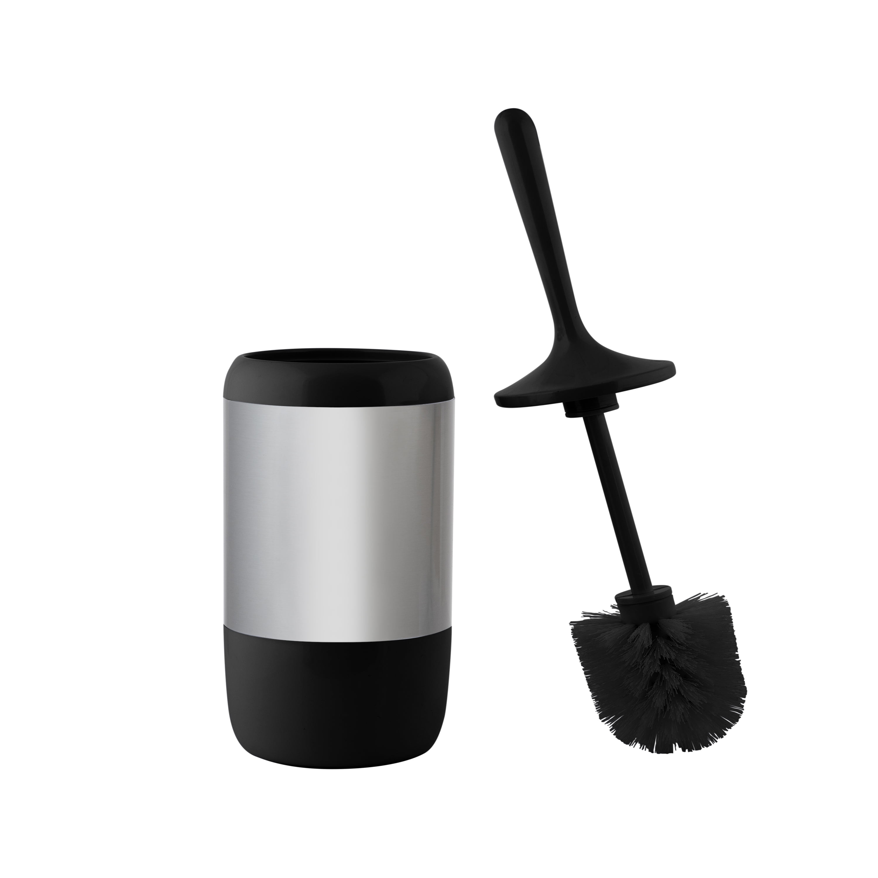 Bath Bliss Toilet Brush and Holder with 2 Pack Replacement Brush heads in Black