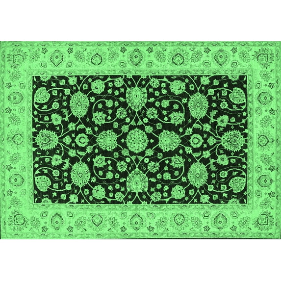 Ahgly Company Indoor Rectangle Oriental Emerald Green Traditional Area Rugs, 3' x 5'
