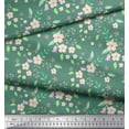 thumbnail image 2 of Soimoi Green Georgette Viscose Fabric Leaves & Periwinkle Floral Printed Craft Fabric by the Yard 42 Inch Wide, 2 of 3