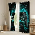 thumbnail image 4 of Feelyou Cyan Games Controller Black Out Curtains, Abstract Stripes Curtains Pack of 2 (42x63 Each), Teens Kids Boys Girls Bedroom Curtains, Window Curtains Decor, 4 of 7