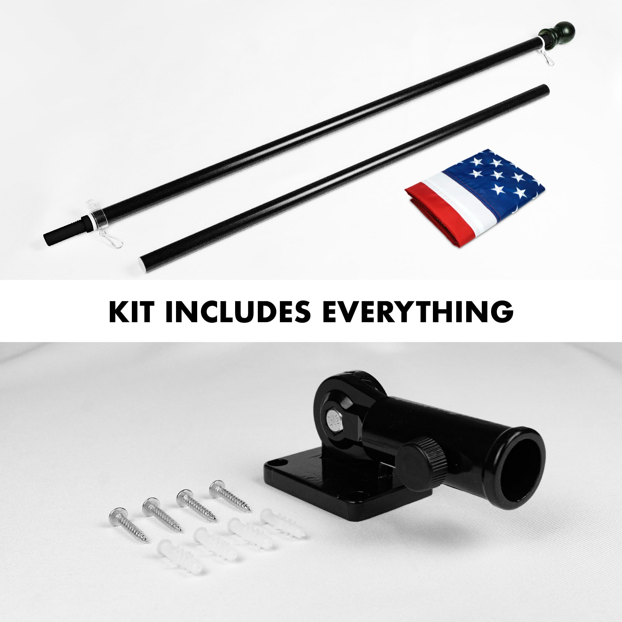 G128 - 5 Feet Tangle Free Spinning Flagpole (Black) American Flag Pole Sleeve Embroidered 2x3 ft American Flag Pole Sleeve (Flag Included) Aluminum Flag Pole
