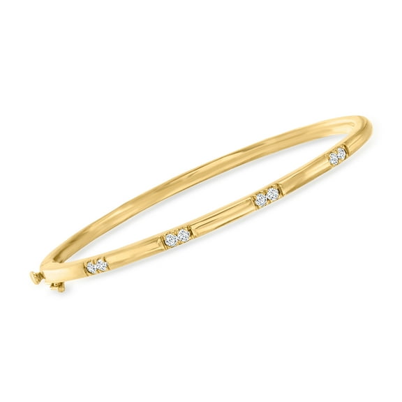 Ross-Simons 0.33 ct. t.w. Diamond Station Bangle Bracelet in 18kt Gold Over Sterling, Women's, Adult