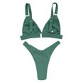 thumbnail image 5 of Women's Bikini Set Solid Color Two Piece Casual Sexy Swimsuit Fashion Beachwear for Vacation Pool Party,Army Green,L, 5 of 6