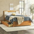 thumbnail image 4 of Walker Edison Mid Century Modern Solid Wood Storage Bed Caramel, 4 of 15