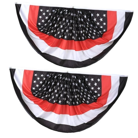 Hyjoy Firemen Pleated Fan Flag Bunting 3 x 6 Ft Thin Red Line USA Fireman Pleated 2 Pcs Fan Flag Banner, Firefighters Half Fan Flag Party Decorations Supplies For Parades,Celebration