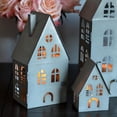 thumbnail image 6 of Main Street Town House Candle Lanterns, Set of 3, Vintage Style, Arched Window Details, Rustic Grey, Metal, 14.5, 9.5, and 5 Inches Tall, 6 of 6