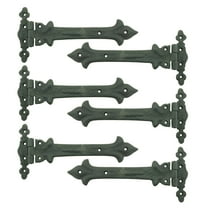 Renovators Supply Black Wrought Iron Strap Hinge 9 in Southern Charm Style Spear Tip Flush Mount Heavy Duty Strap Gate and Door Hinges w/Hardware, Pack of 6