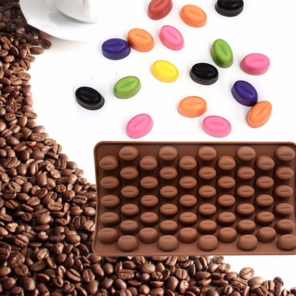 Wovilon Silicone Cake Molds For Baking Silicone Chocolate Coffee Beans Mould Candy Cake Sweets 55 Cavity