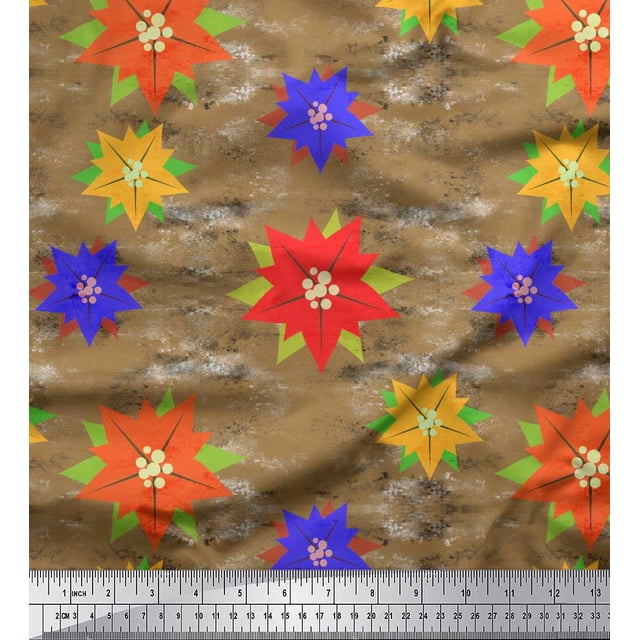 Soimoi Poly Georgette Fabric Paper Flower Art & Craft Fabric Prints By Yard 52 Inch Wide