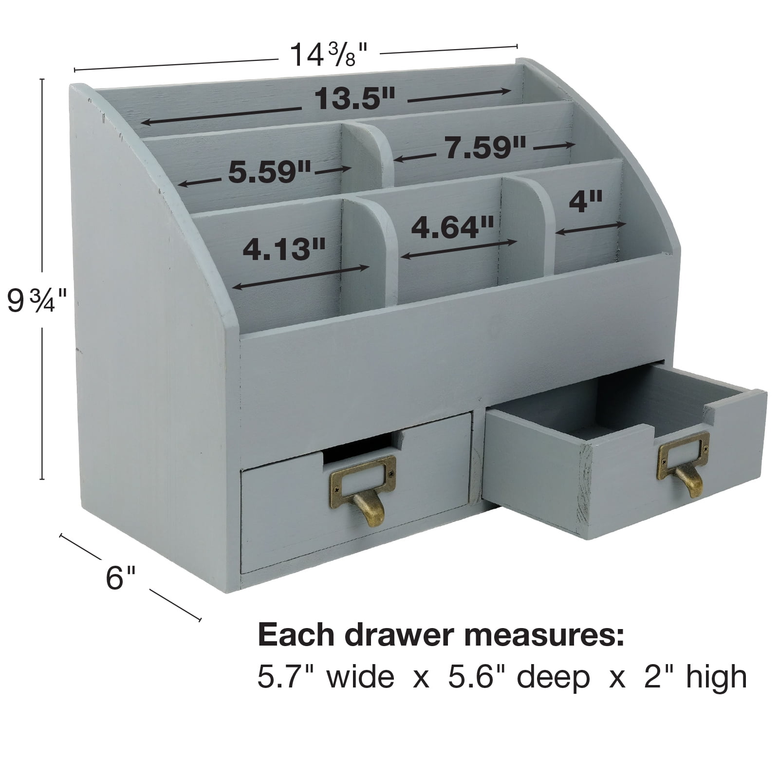 Excello Global Products Rustic Wood Office Desk Organizer - Gray - EGP-HD-0430