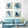 thumbnail image 6 of Beach Wall Art Bathroom Decor Dark Blue Ocean Animal Pictures Kitchen Painting Vintage Angelfish Sea Turtle Octopus Jellyfish Canvas Posters Kids Bedroom Wall Decor Home Decorations 16x16" 4 Pcs/Set, 6 of 6