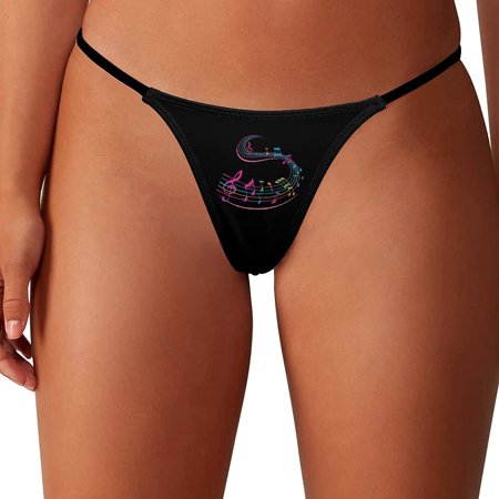 

Colorful Music Note Women s G-String Thongs Low Rise Hipster Underwear Stretch T-Back Panties