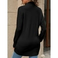 thumbnail image 4 of Drop Shoulder Long Sleeve Women's Turtleneck Zip Up Cardigan Sweaters Oversized Casual Solid Mesh Knit Jumper Tops, 4 of 6