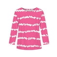 thumbnail image 5 of Drmagiyhm Long Sleeve Shirts for Girls Size 10-12 Casual Crewneck Striped print Shirt Stretchy Basic Fall Tshirt Girls Comfy Tops 9-10 Years Hot Pink, 5 of 5