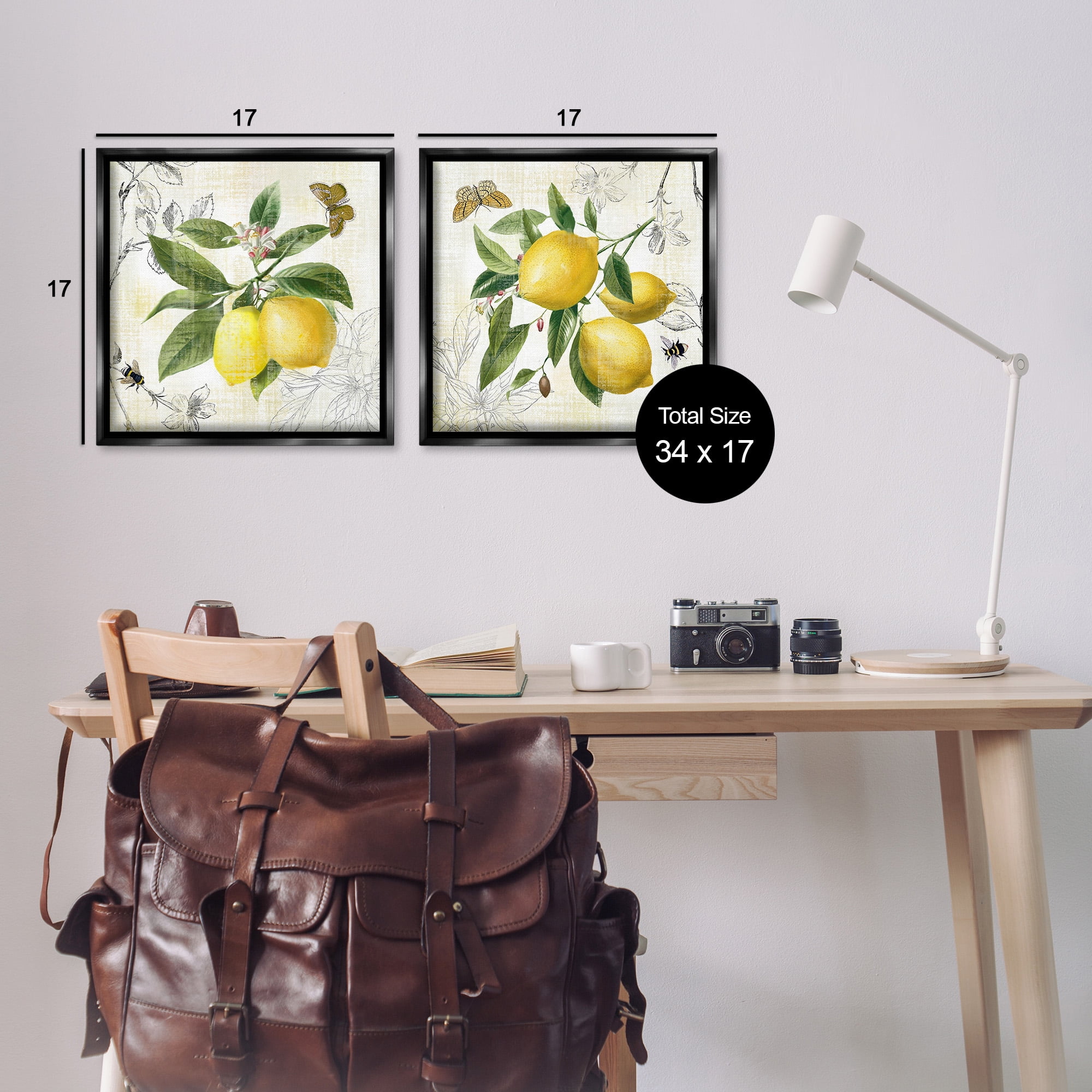 Stupell Industries Distressed Country Lemons Food & Beverage Painting Black Floater Framed Canvas Art Print Wall Art, 18 x 18, Set of 2
