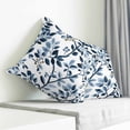 thumbnail image 4 of Throw Pillow Covers 18x18 Inch, Navy Blue Botanical Decorative Pillow Cases for Couch Sofa Bed, Summer Spring Leaves Cotton Linen Square Home Decor Pillowcases with Hidden Zipper, 4 of 7